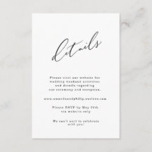Minimalistische Einladungs Suite Details Card
