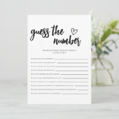 Minimalistische Einschätzung der Nummer-Brautparty Einladung (Stehend Vorderseite)