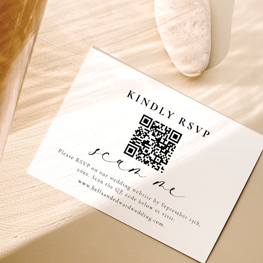 Minimalistische Einschließkarte für RSVP QR Code H Dankeskarte