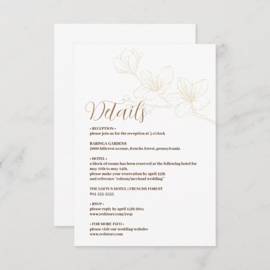 Minimalistische Einschließkarte mit Whimsikschrift Begleitkarte (Vorne/Hinten)