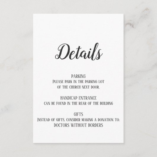 Minimalistische Einsteckkarte Begleitkarte (Vorderseite)