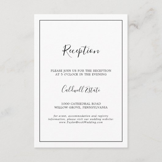 Minimalistische Einsteckkarte für die Hochzeitsemp Begleitkarte (Vorderseite)