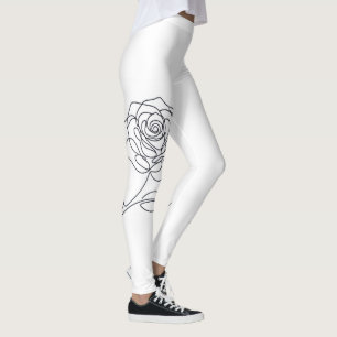 Minimalistische Einstrich-Rosen-Blumen-Leggings Leggings