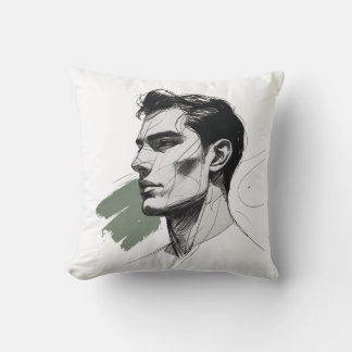 Minimalistische einzeilige Männerprofil-Kissen Kissen