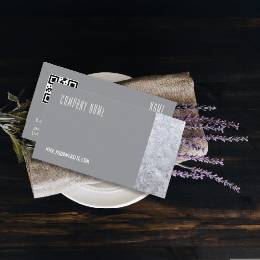 Minimalistische Eis-Fotografie QR Graue Visitenkar Visitenkarte