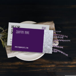 Minimalistische Eis-Fotografie QR lila Business Ca Visitenkarte