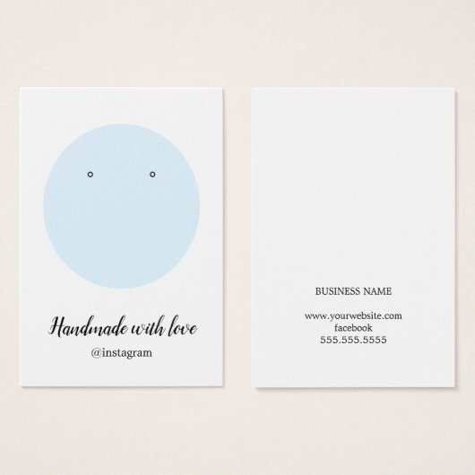 Minimalistische Eleant Blue White Earring Card (Vorne & Hinten)