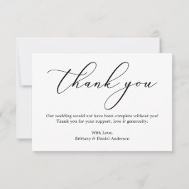 Minimalistische Elegance Calligrafy Wedding Dankeskarte