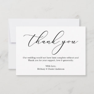 Minimalistische Elegance Calligrafy Wedding Dankeskarte