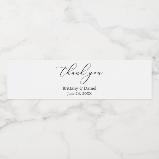 Minimalistische Elegance Calligraphy Ink Wedding Wasserflaschenetikett (Einzelnes Label)