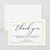 Minimalistische Elegance Calligraphy Wedding Gold  Dankeskarte (Vorne/Hinten)
