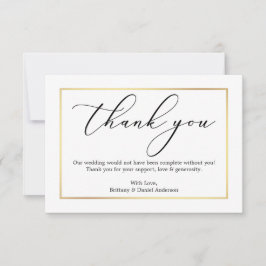 Minimalistische Elegance Calligraphy Wedding Gold Dankeskarte