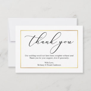 Minimalistische Elegance Calligraphy Wedding Gold  Dankeskarte