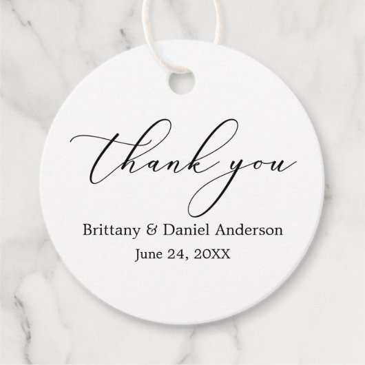 Minimalistische Elegance Calligraphy Wedding Round Geschenkanhänger (Vorderseite)