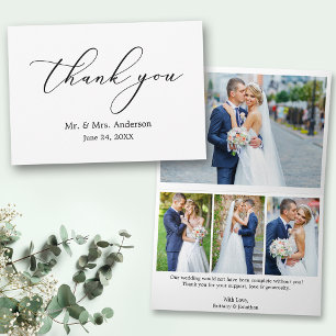 Minimalistische Elegance Kalligraphie 4 Foto geflo Dankeskarte