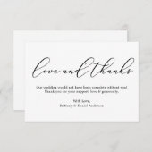Minimalistische Elegance Liebe und dank Kalligrafi Dankeskarte (Vorne/Hinten)
