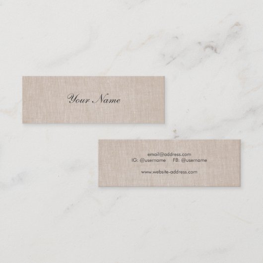 Minimalistische Elegance Linen Mini Visitenkarte (Vorne/Hinten)