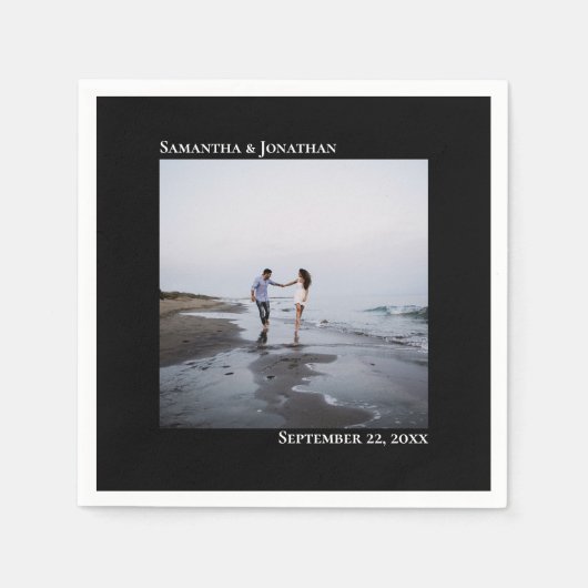 Minimalistische Elegance Modernes Black Wedding Fo Serviette (Vorderseite)