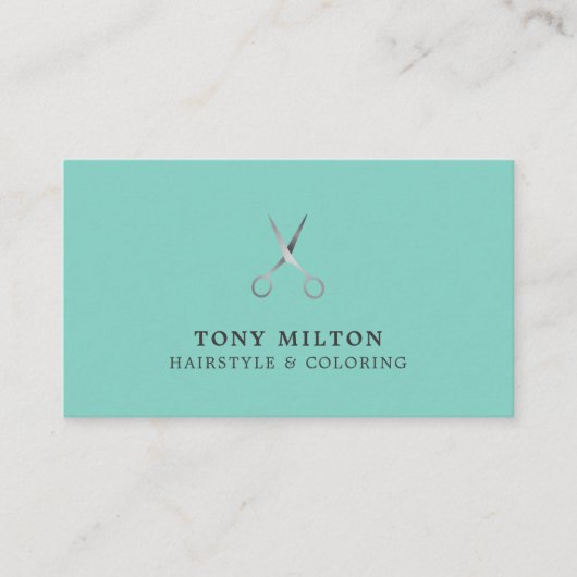 Minimalistische Elegant Blue Black Silver Hairstyl Visitenkarte (Vorderseite)