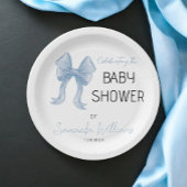 Minimalistische Elegant Blue Bow Boy Baby Dusche Pappteller