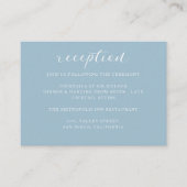 Minimalistische Elegant Blue Wedding Reception Begleitkarte (Vorderseite)