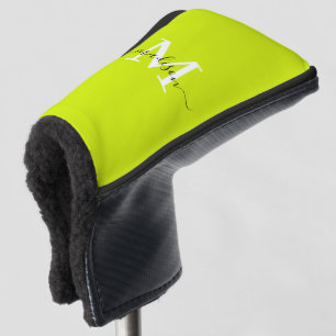 Minimalistische Elegant Chartreuse Gelb Mit Monogr Golf Headcover