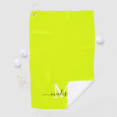 Minimalistische Elegant Chartreuse Gelb Mit Monogr Golfhandtuch (Insitu)