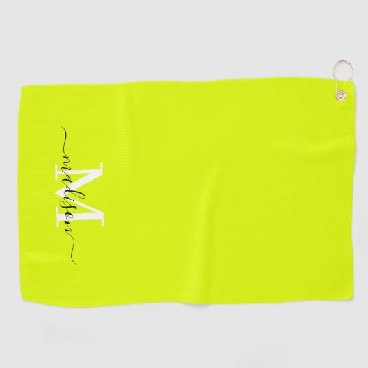 Minimalistische Elegant Chartreuse Gelb Mit Monogr Golfhandtuch (Horizontal)