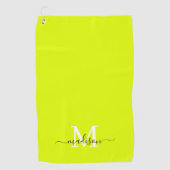 Minimalistische Elegant Chartreuse Gelb Mit Monogr Golfhandtuch (Vorderseite)