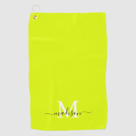 Minimalistische Elegant Chartreuse Gelb Mit Monogr Golfhandtuch (Vorderseite)