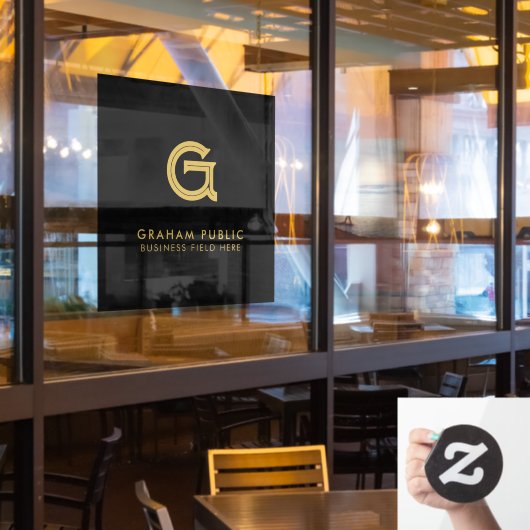 Minimalistische Elegant Company Initial auf Black Fensteraufkleber (Restaurantfenster)