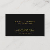 Minimalistische Elegant Company Initial auf Black Visitenkarte (Rückseite)