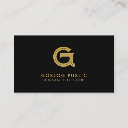 Minimalistische Elegant Company Initial auf Black Visitenkarte (Vorderseite)