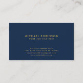 Minimalistische Elegant Company Initial on Dark Bl Visitenkarte (Rückseite)