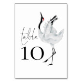 Minimalistische Elegant Crane Bird Script Wedding Tischnummer (Rückseite)