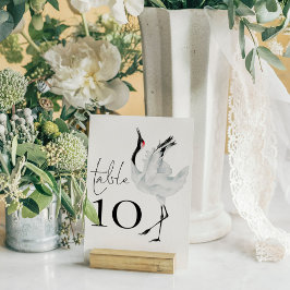 Minimalistische Elegant Crane Bird Script Wedding Tischnummer