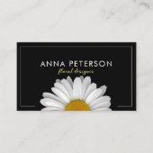 Minimalistische Elegant Daisy Blume auf Schwarz Visitenkarte (Vorderseite)