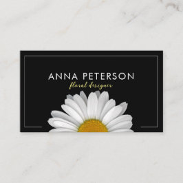 Minimalistische Elegant Daisy Blume auf Schwarz Visitenkarte