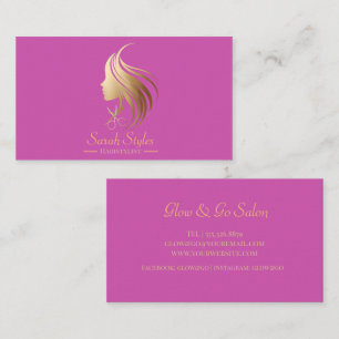 Minimalistische Elegant Dark Gold Friseurin Visitenkarte