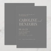 Minimalistische Elegant Dark Taupe Script Wedding  Einladung (Vorne/Hinten)