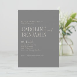 Minimalistische Elegant Dark Taupe Script Wedding  Einladung