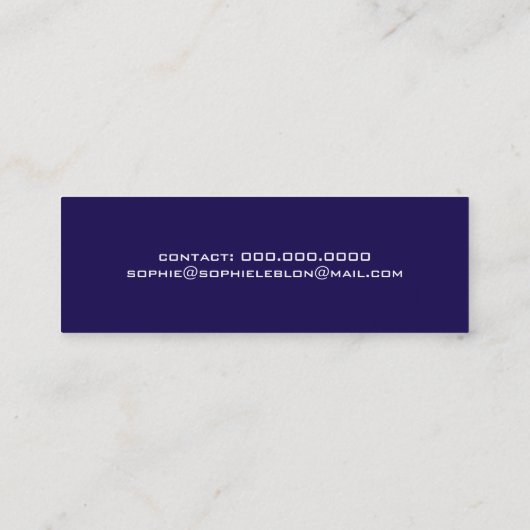 Minimalistische Elegant Einfaches Skriptname Dark- Mini Visitenkarte (Rückseite)