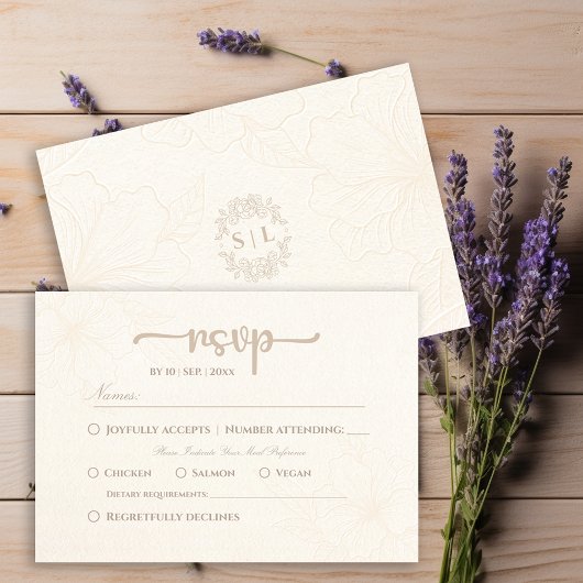 Minimalistische Elegant Floral Wedding RSVP Card