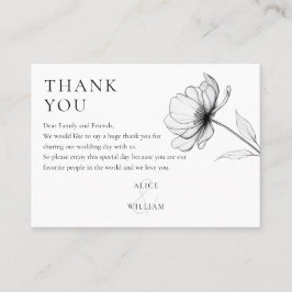 Minimalistische Elegant Floral Wedding Vielen Dank Platzkarte
