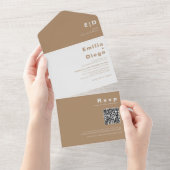 Minimalistische Elegant Formal Brown Boda Wedding  All In One Einladung (Abreißen)