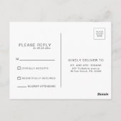 Minimalistische Elegant Formal Wedding Rsvp Postkarte (Rückseite)