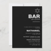 Minimalistische Elegant formale Schwarze Bar Mitzv Einladung (Vorderseite)