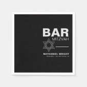 Minimalistische Elegant formale Schwarze Bar Mitzv Serviette (Vorderseite)