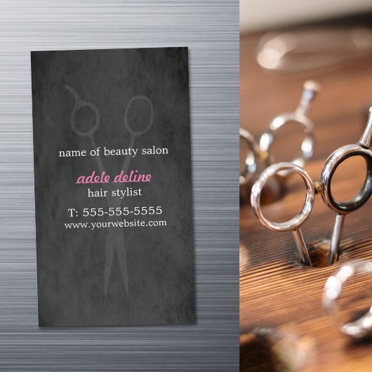 Minimalistische Elegant Graurosa Haar Stylist Magnetische Visitenkarte