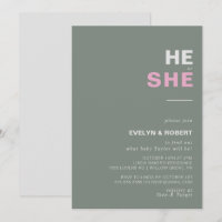 Minimalistische Elegant Green He or She Gender Rev